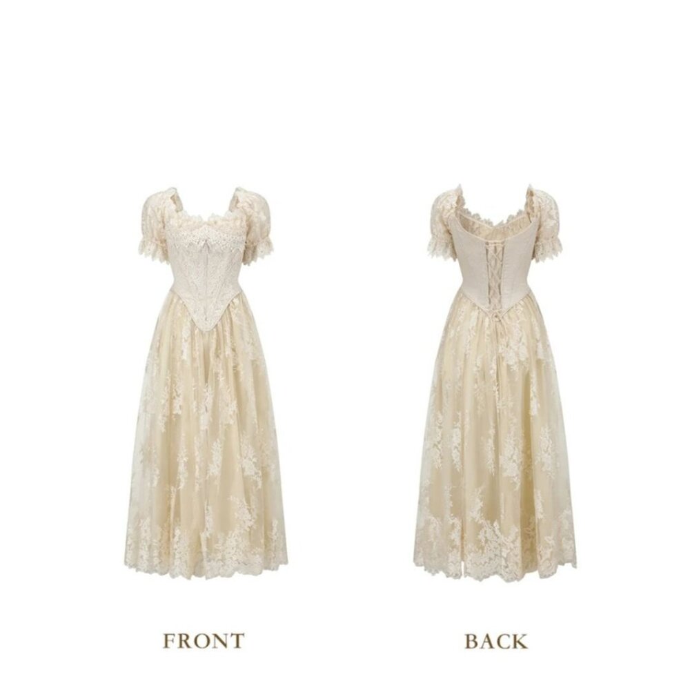 Lacemade Womens Elegant Large Corset Dress Stunning Lace Pearl Embellishments - Picture 3 of 16
